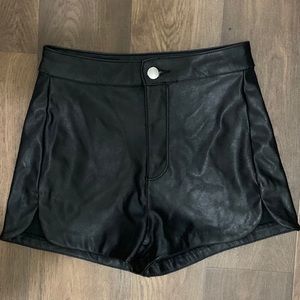 Leather high waisted short shorts